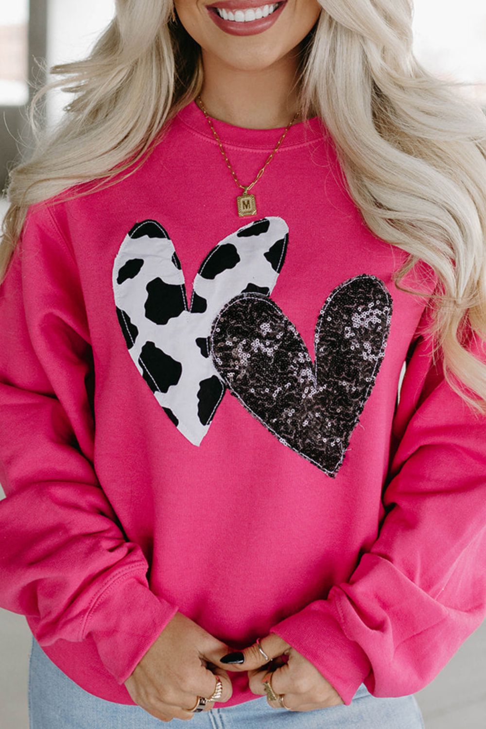 Heart Patch Long Sleeve Sweatshirt - Sydney So Sweet