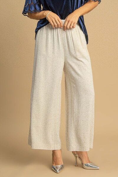 Umgee Full Size High Waisted Embellished Linen Pants Plus Size - Sydney So Sweet