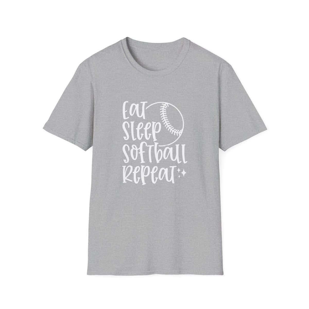 Eat Sleep Softball Repeat Graphic T-Shirt Cute Sports Mom Tee (12 Team Colors)