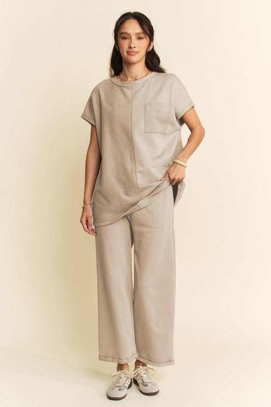 Davi & Dani Round Neck Short Sleeve Top and Pants Set - Sydney So Sweet