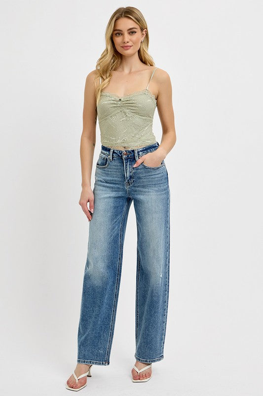 RISEN Full Size Distressed Wide Leg Jeans Plus Size - Sydney So Sweet