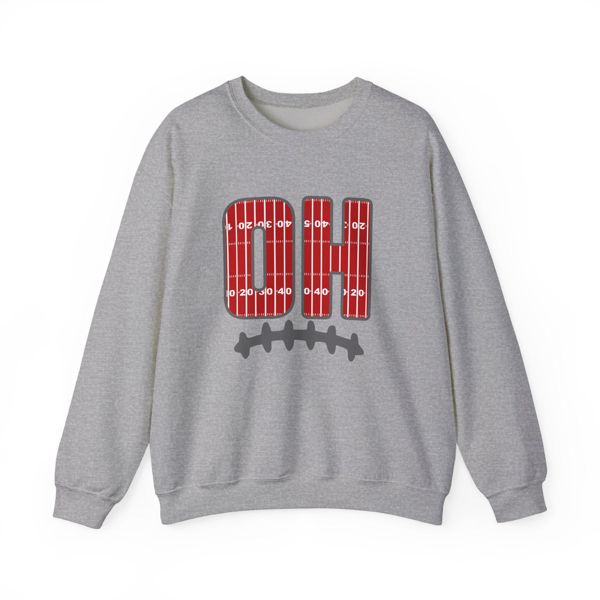 OH Football Field Stripe Ohio State Crew Neck Sweatshirt Scarlet & Gray Gameday Pullover