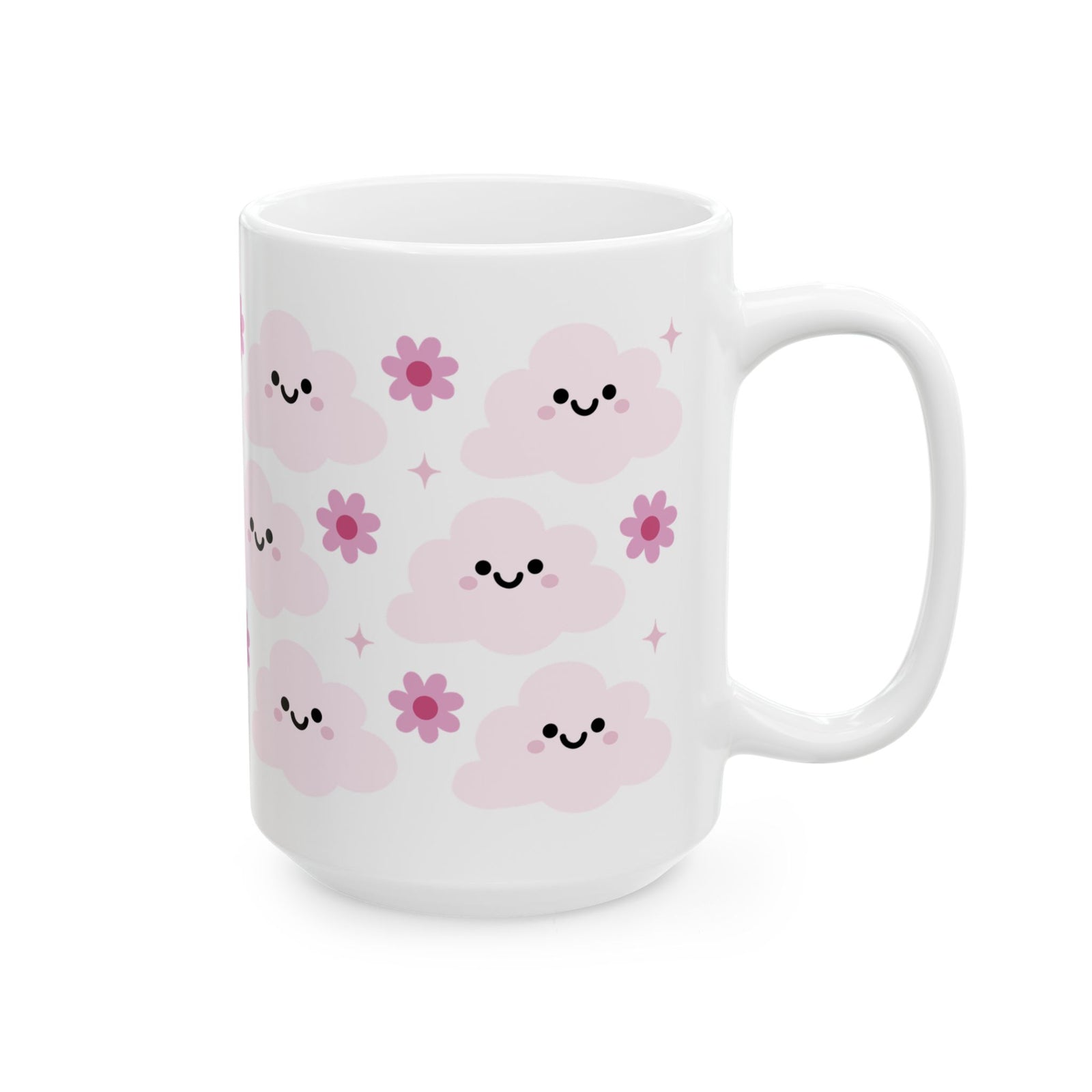 Happy Cloud Pink Cute Ceramic Mug Coffee Cup (11oz & 15oz)