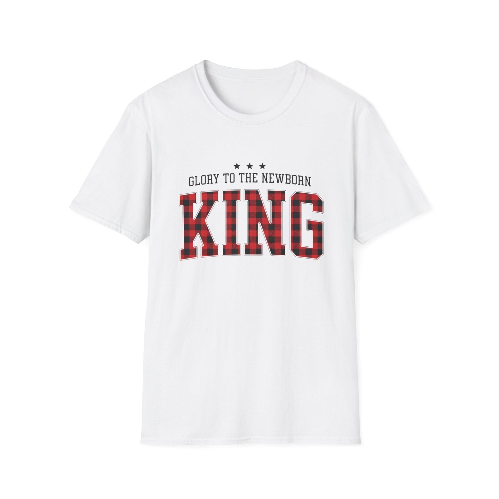 Glory to the Newborn King Christmas Season Unisex Tee Inspirational Buffalo Plaid T-Shirt