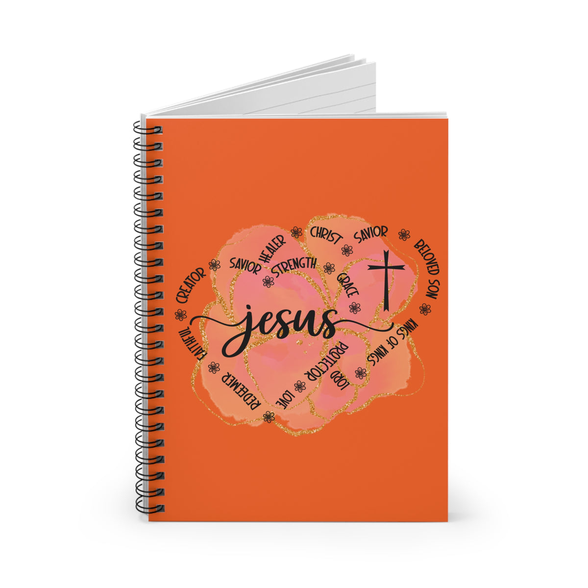 Jesus Strength & Grace Watercolor Spiral Ruled Notebook Christian Faith Journal