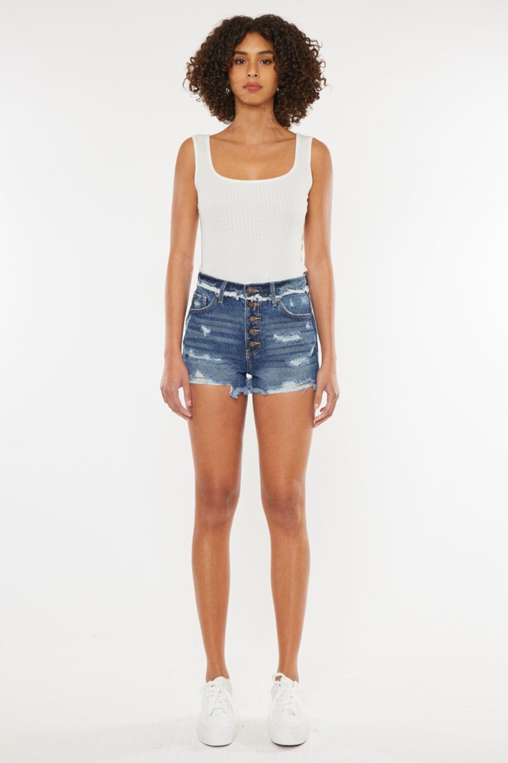 Kancan Distressed Button Fly Denim Shorts - Sydney So Sweet