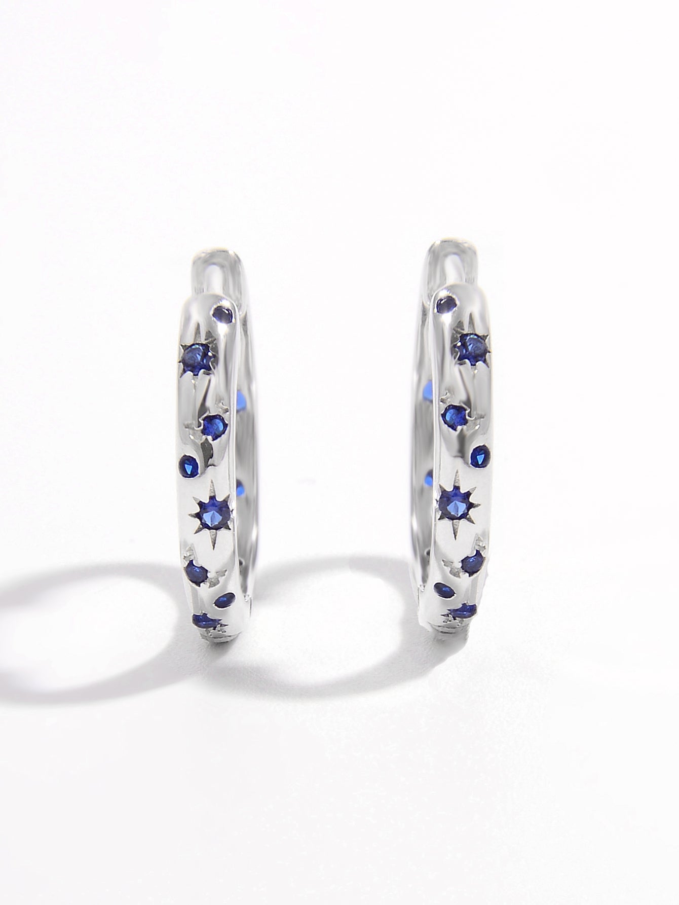 925 Sterling Silver Inlaid Zircon Huggie Earrings - Sydney So Sweet