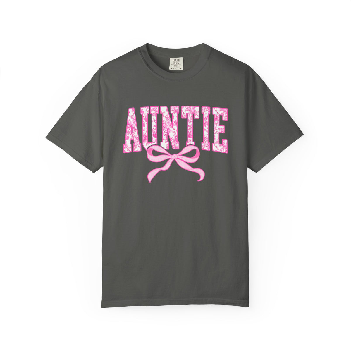 Auntie Coquette Pink Toile Bow T-Shirt Cute Aunt Graphic Tee
