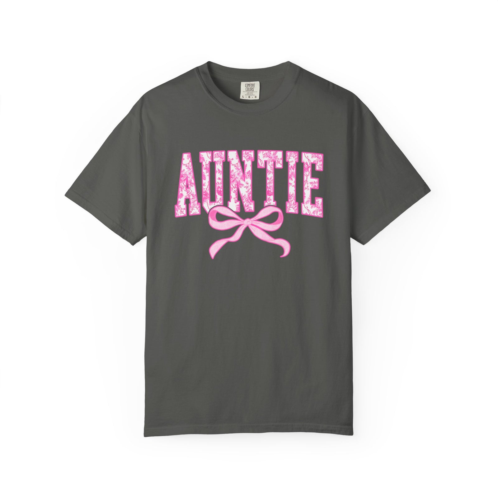 Auntie Coquette Pink Toile Bow T-Shirt Cute Aunt Graphic Tee