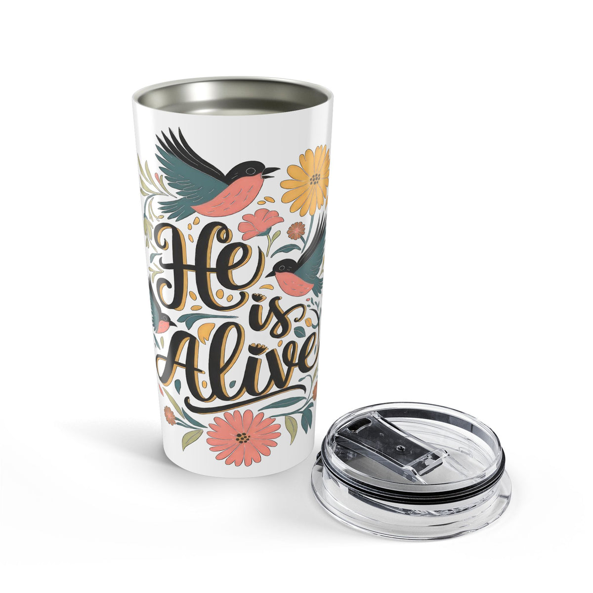 He Is Alive Floral Bird 20oz Tumbler Christian Easter Travel Mug
