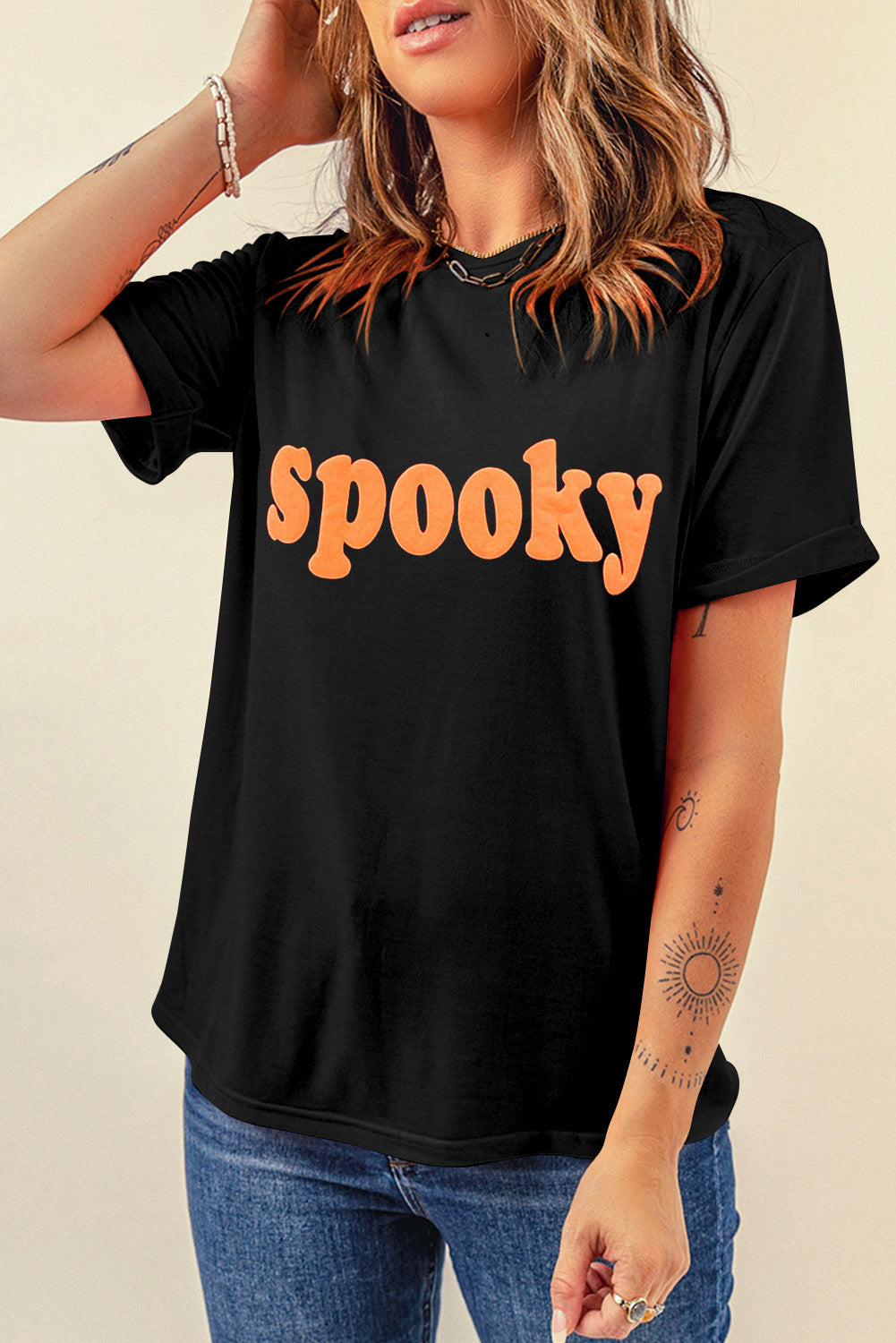 SPOOKY Round Neck Short Sleeve T-Shirt - Sydney So Sweet