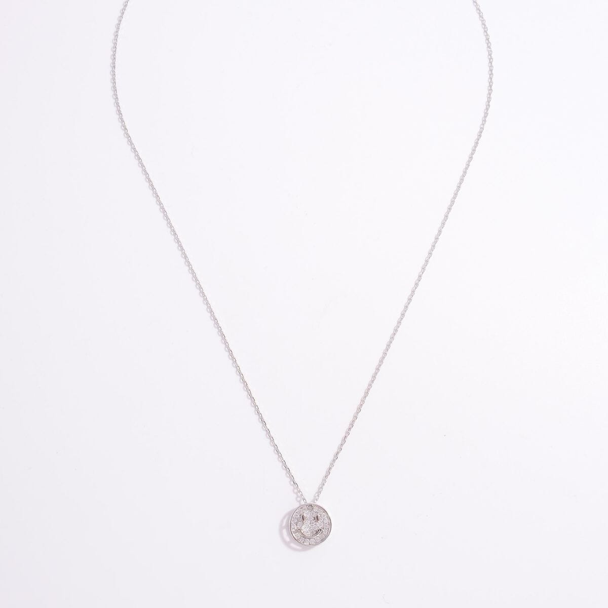 925 Sterling Silver Zircon Smiley Face Necklace - Sydney So Sweet