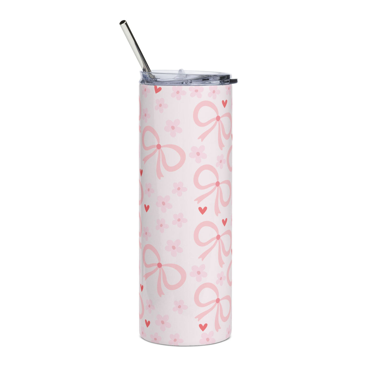Pink Bows & Hearts20oz Stainless Tumbler Insulated Travel Cup Water Bottle