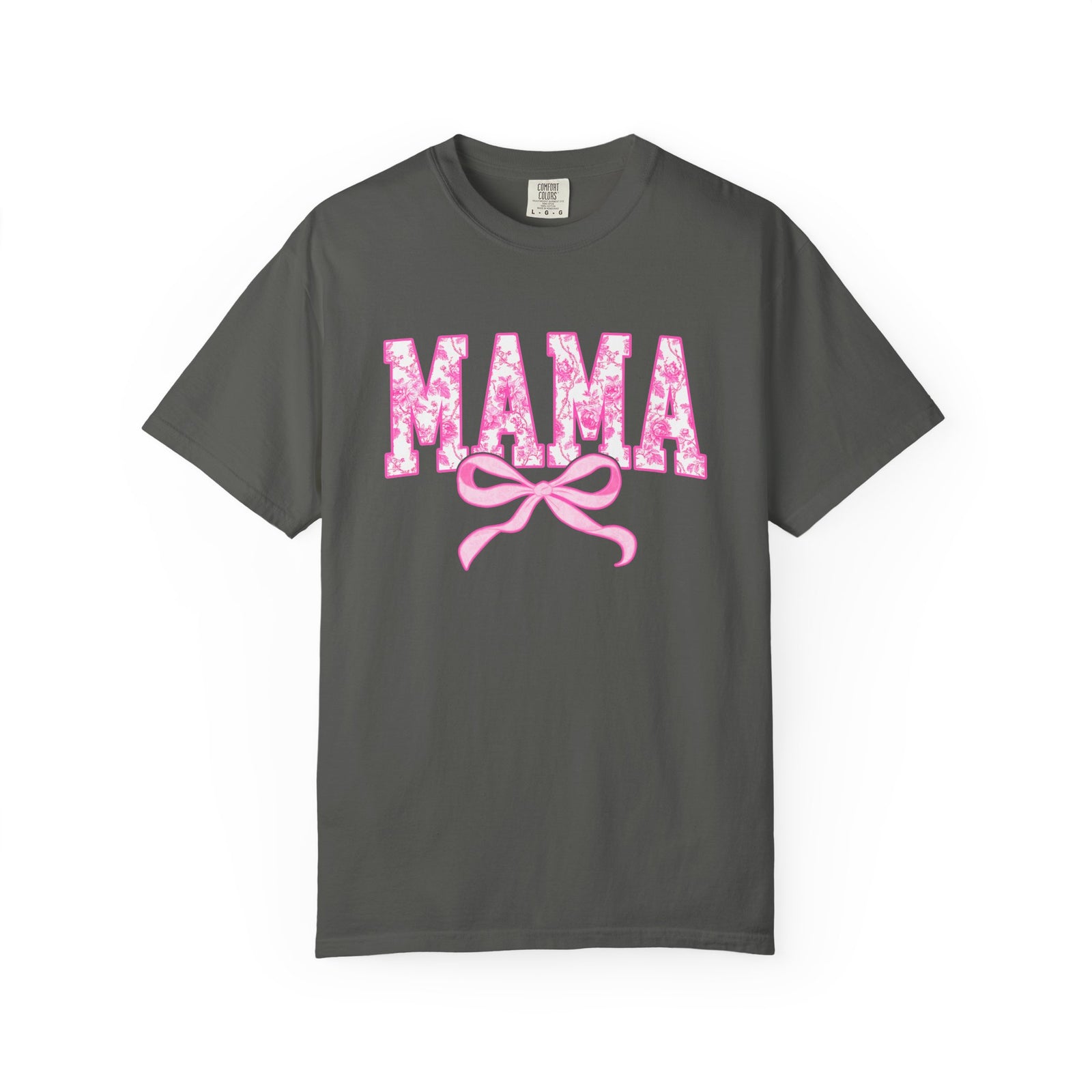 Mama Coquette Pink Toile Bow T-Shirt Cute Mom Graphic Tee