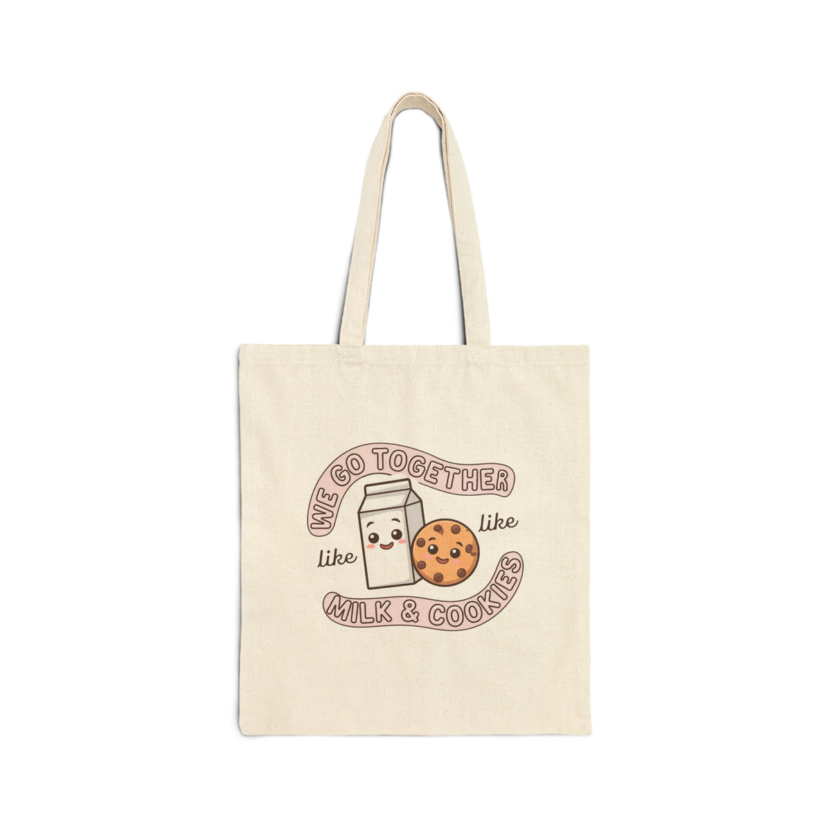 We Go Together Like Milk & Cookies Cute Kawaii Cotton Canvas Tote Bag