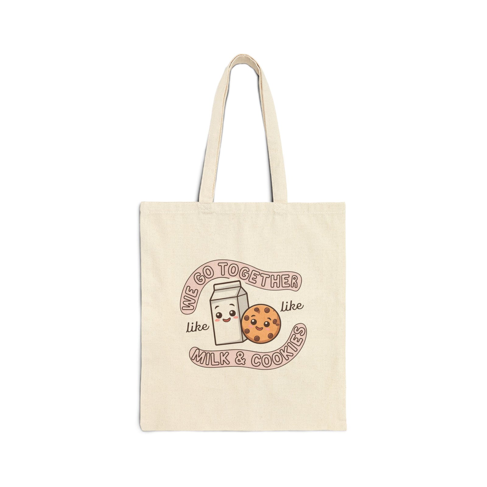 We Go Together Like Milk & Cookies Cute Kawaii Cotton Canvas Tote Bag