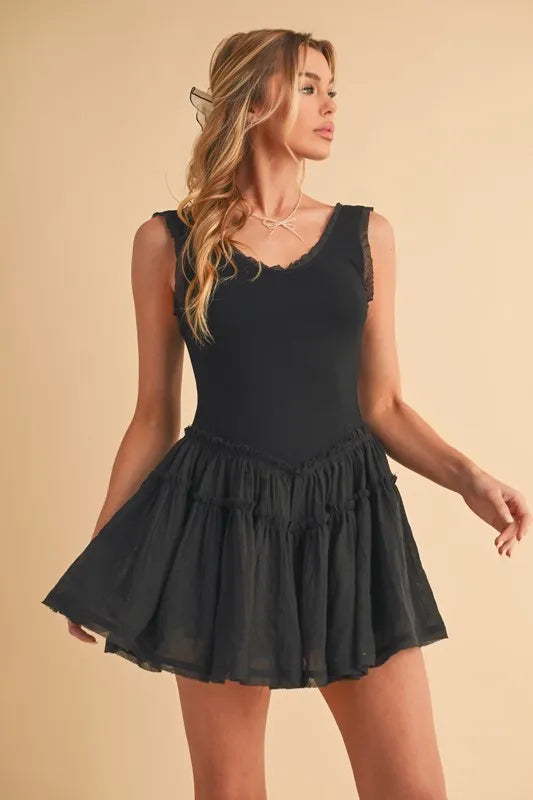 Aemi+Co Frill Sleeveless Drop Waist Mini Dress - Sydney So Sweet