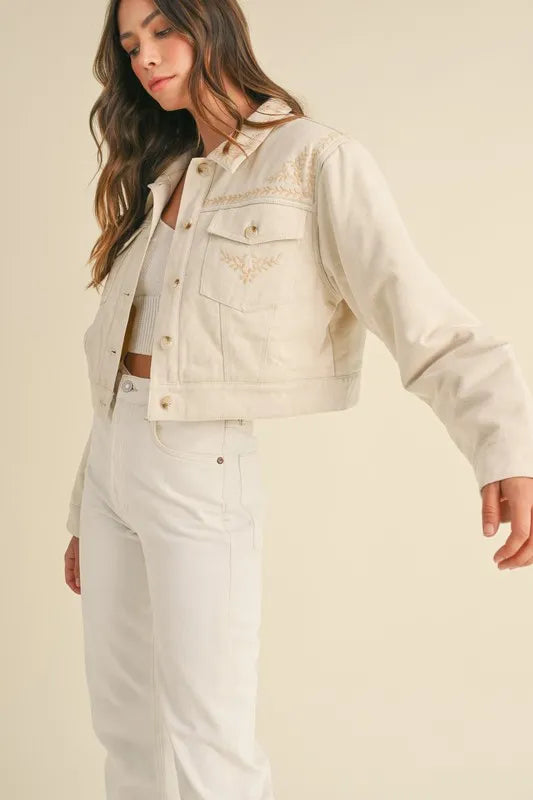 MABLE Embroidered Quilted Cropped Jacket - Sydney So Sweet
