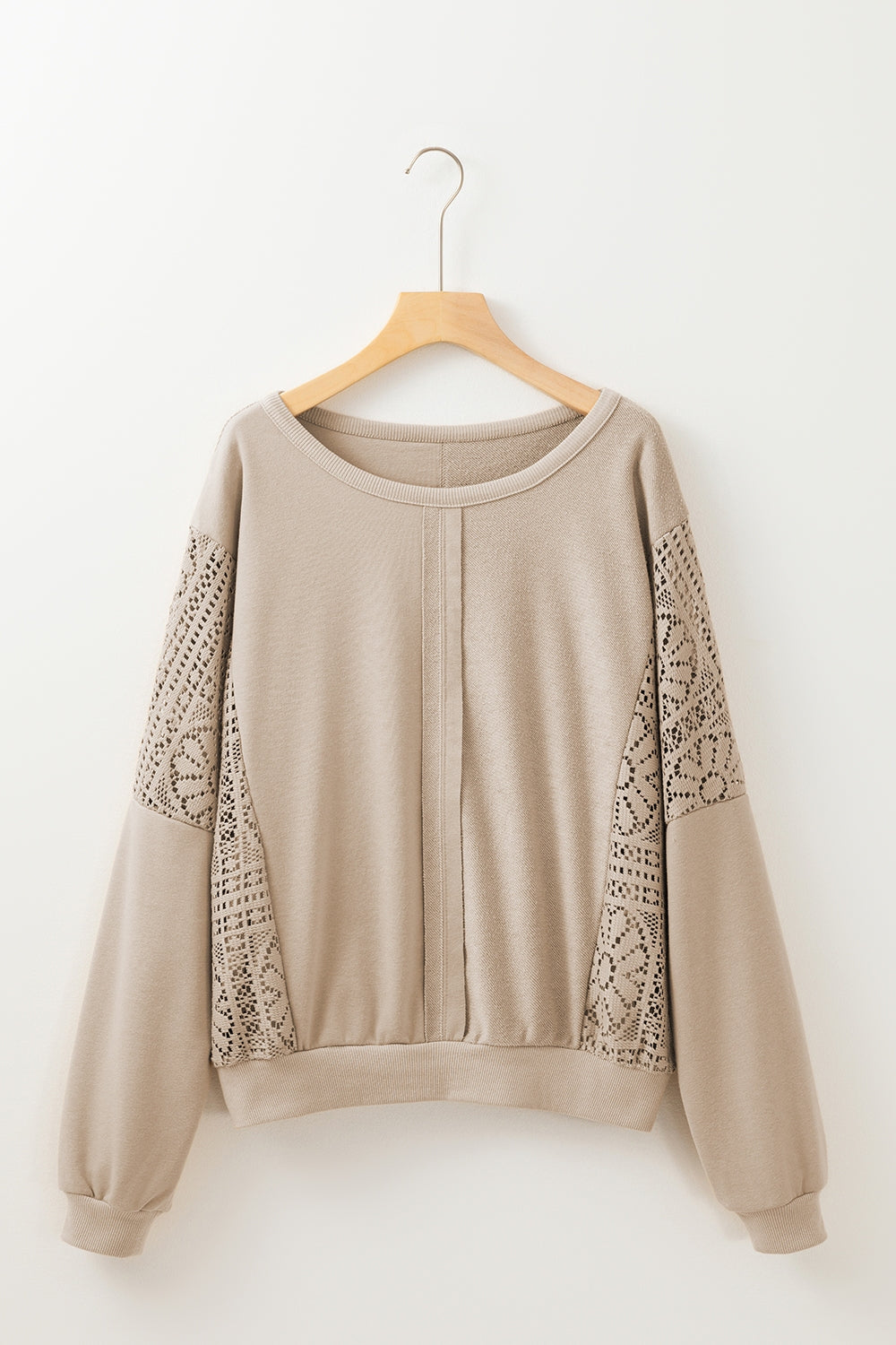 Crochet Round Neck Long Sleeve Sweatshirt - Sydney So Sweet