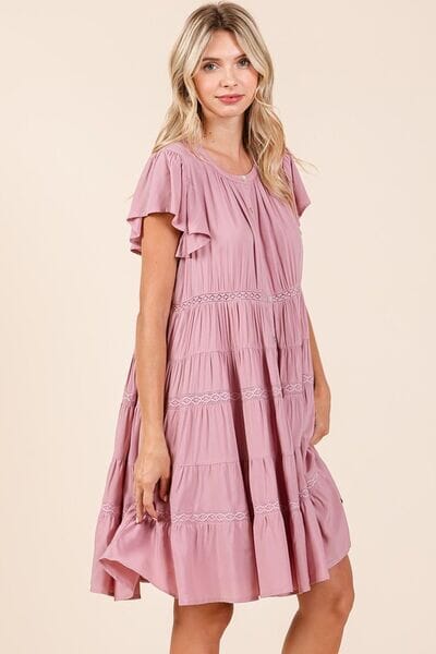Mittoshop Lace Detail Ruffled Button Down Tiered Dress - Sydney So Sweet