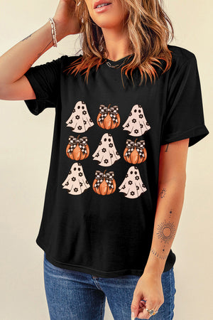 Halloween Graphic Round Neck Short Sleeve T-Shirt - Sydney So Sweet