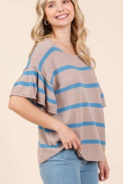 Mittoshop Striped Flounce Sleeve Knit Top - Sydney So Sweet