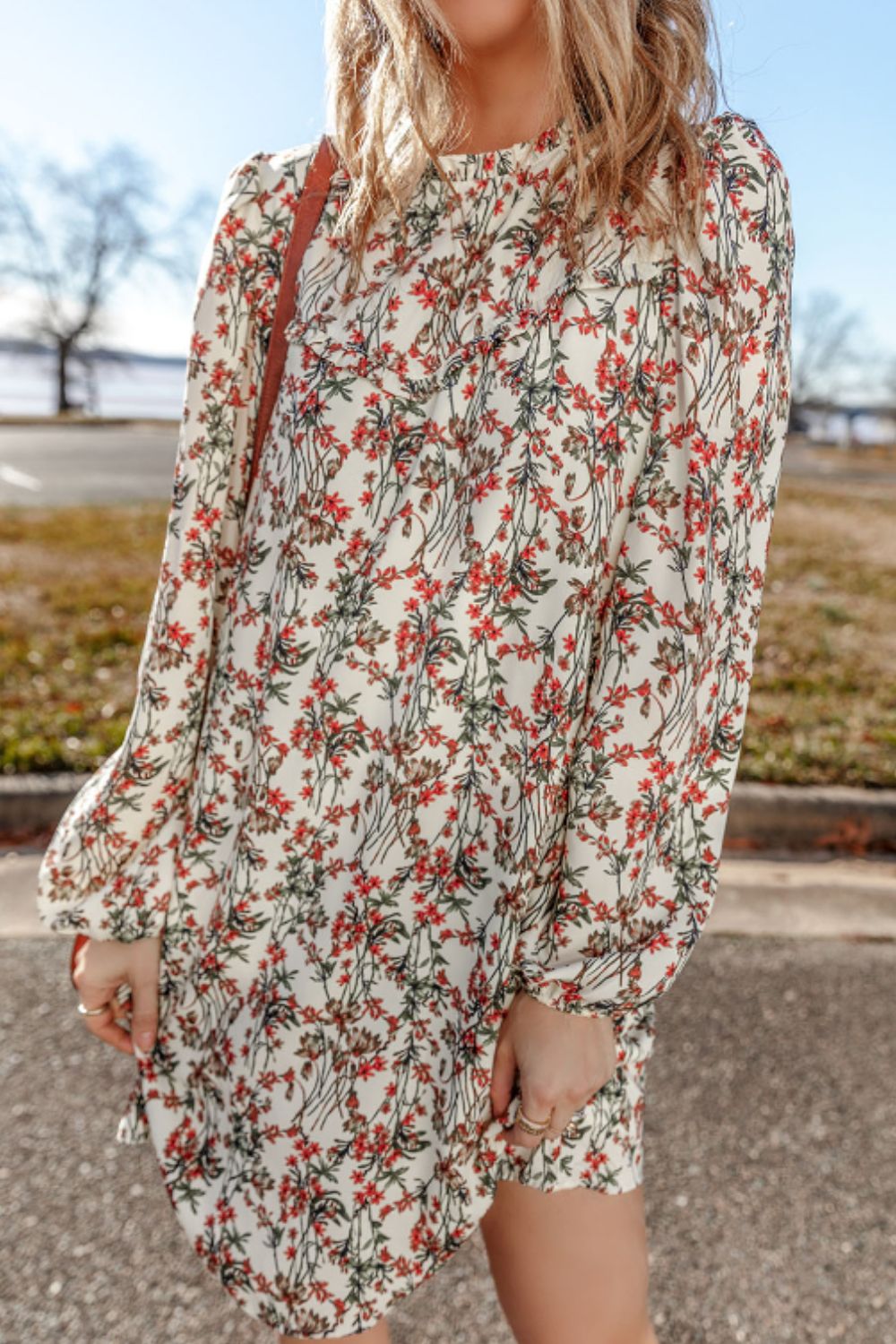 Floral Round Neck Long Sleeve Dress - Sydney So Sweet