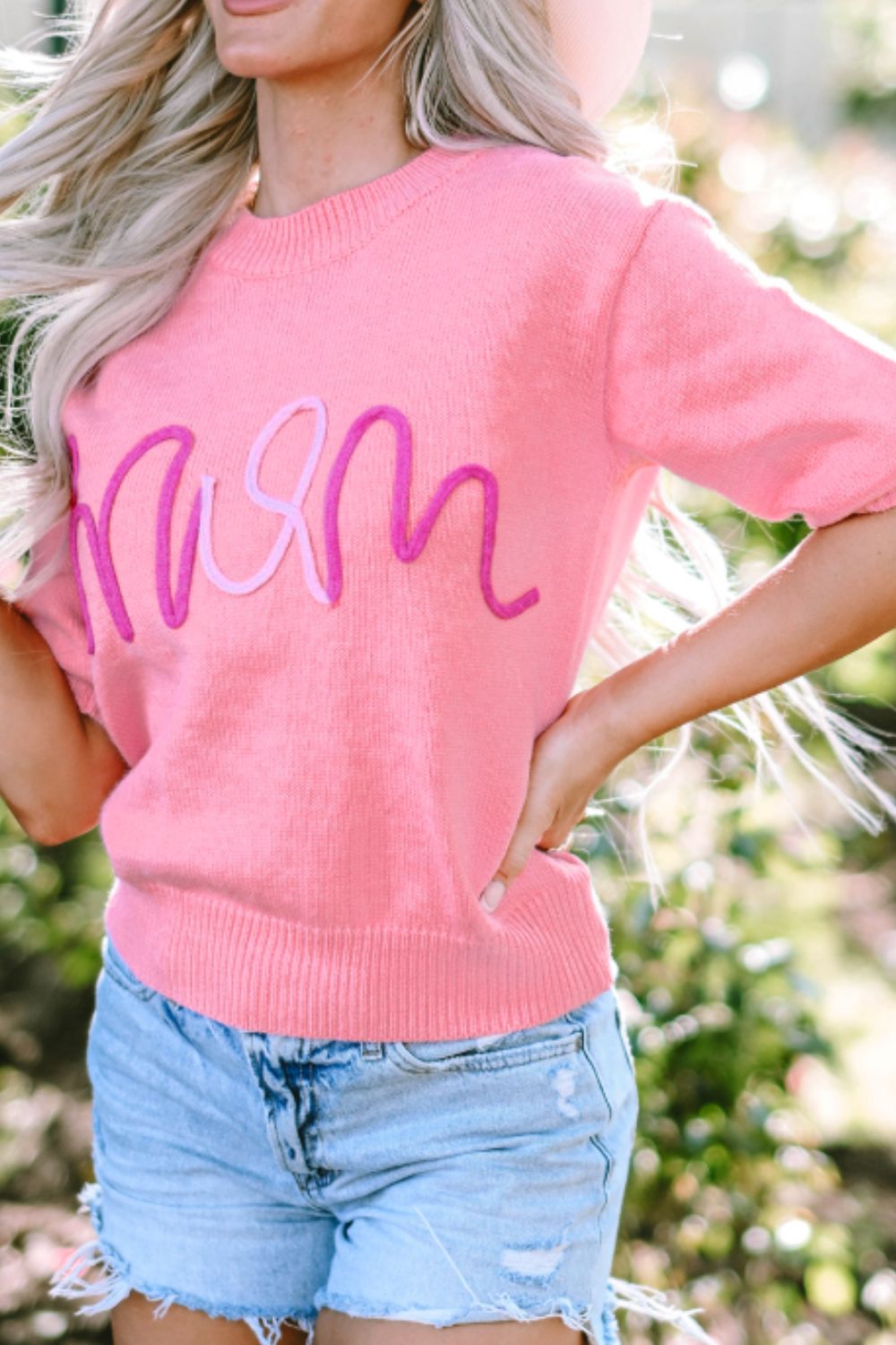 MOM Round Neck Half Sleeve Sweater - Sydney So Sweet