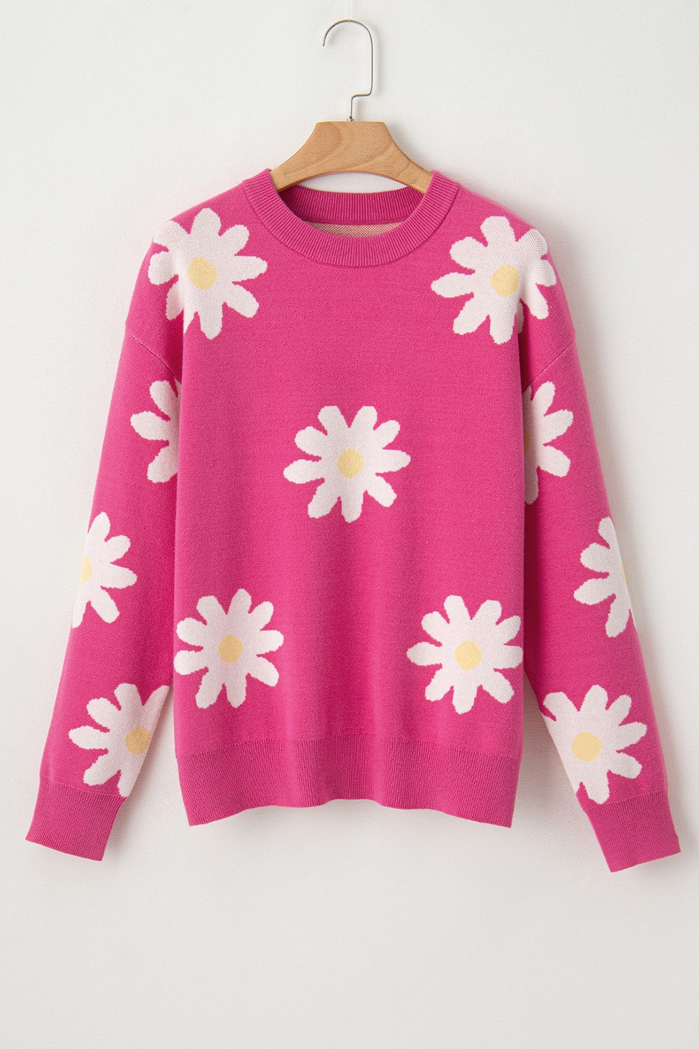 Daisy Round Neck Dropped Shoulder Sweater - Sydney So Sweet