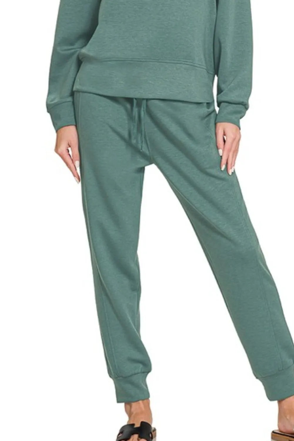 Zenana Scuba Crewneck Pullover & Joggers 2 Pieces Set - Sydney So Sweet
