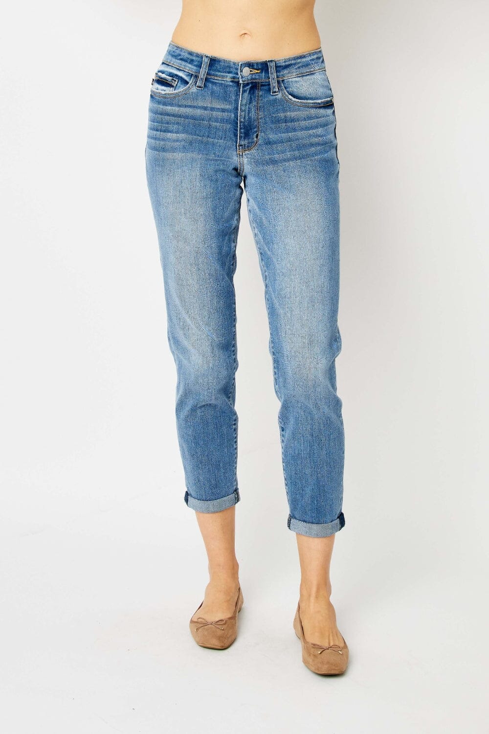 Judy Blue Full Size Cuffed Hem Slim Jeans - Sydney So Sweet