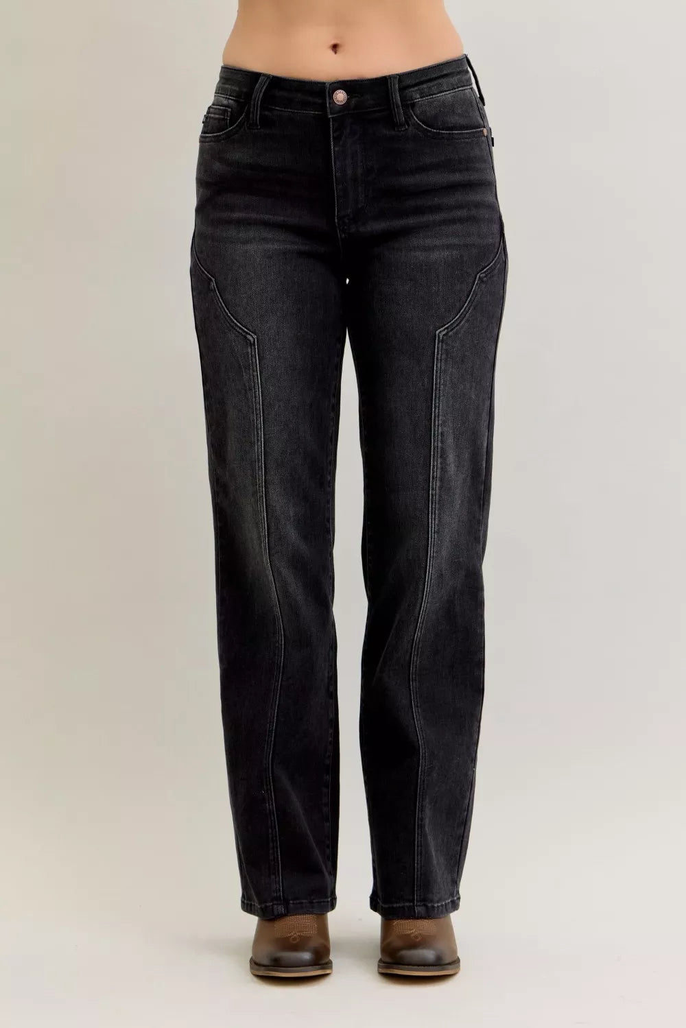 Judy Blue Mid Rise Straight Western Seam Detail Jeans - Sydney So Sweet