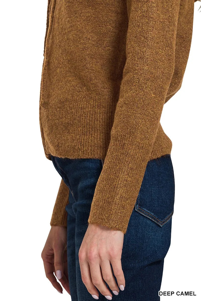 Zenana Drawstring Zip Up Hooded Cardigan - Sydney So Sweet