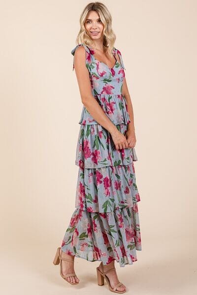 Mittoshop Layered Floral Sweetheart Neck Maxi Dress - Sydney So Sweet