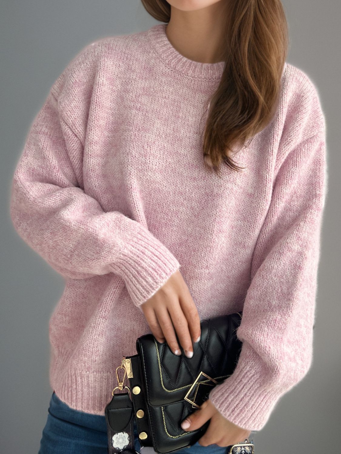 Round Neck Long Sleeve Sweater - Sydney So Sweet