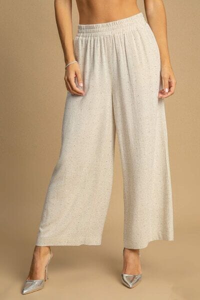 Umgee Full Size High Waisted Embellished Linen Pants Plus Size - Sydney So Sweet