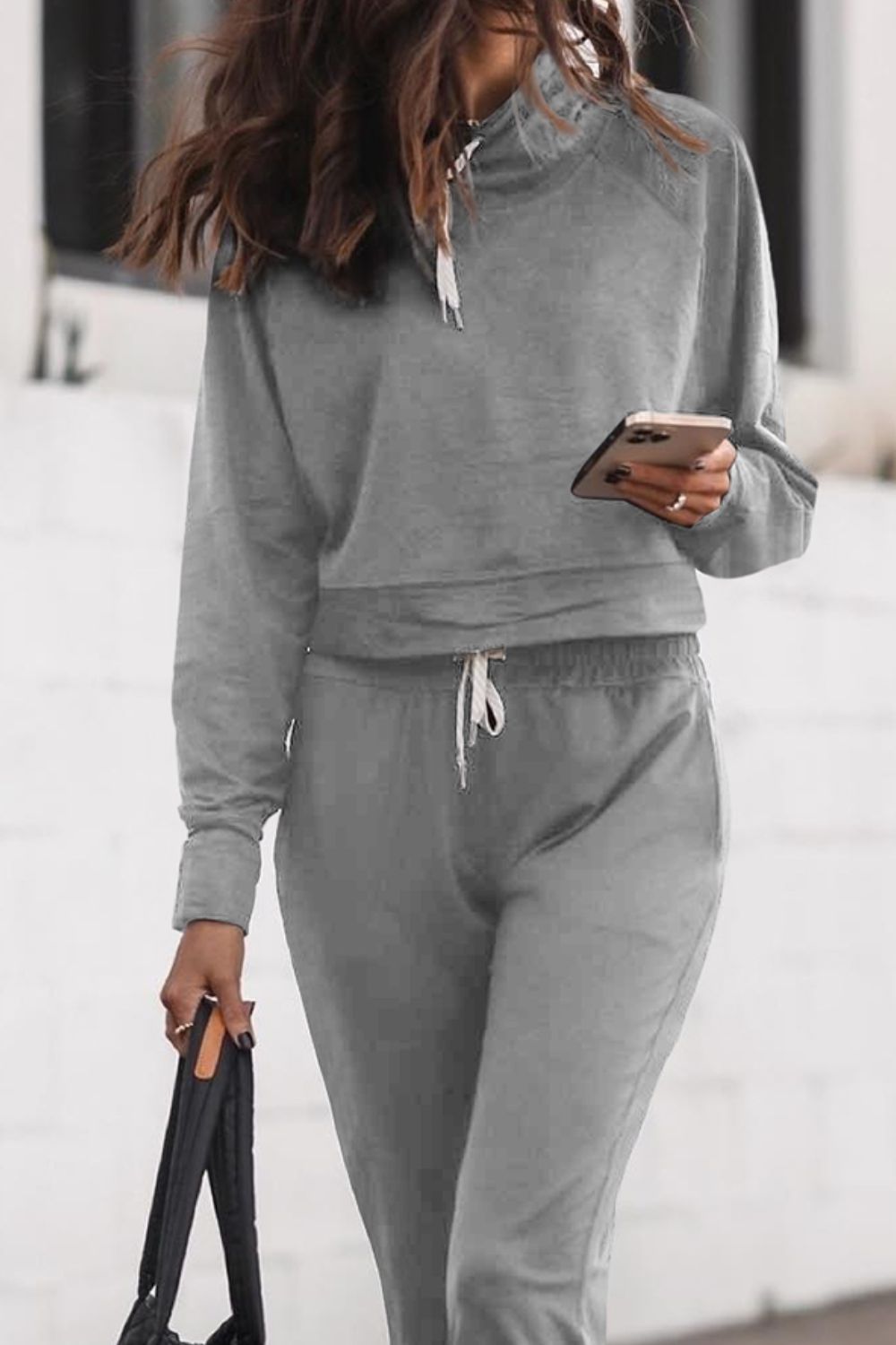 Drawstring Hoodie and Pocketed Joggers Set - Sydney So Sweet