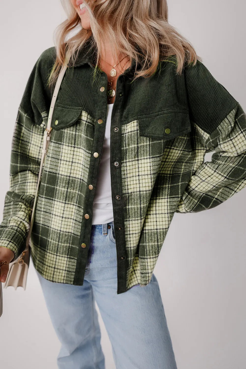 Plaid Button Up Long Sleeve Jacket - Sydney So Sweet