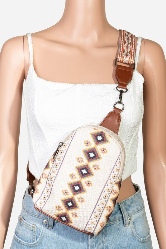 Fame Geometric Wide Strap Crossbody Bag - Sydney So Sweet