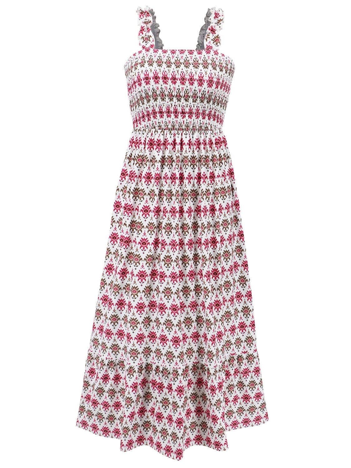 Smocked Printed Square Neck Sleeveless Dress - Sydney So Sweet