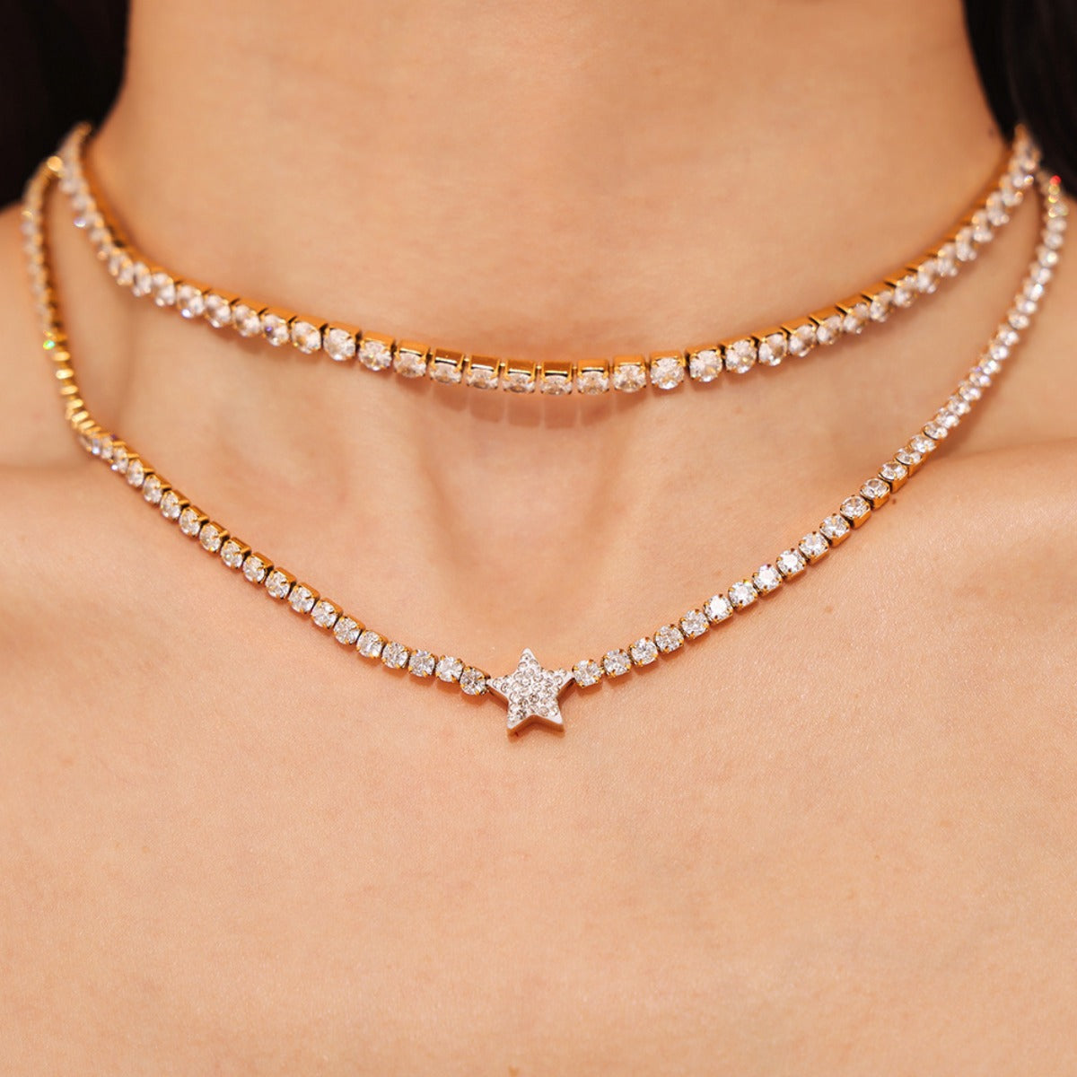 Titanium Steel Zircon Star Necklace - Sydney So Sweet