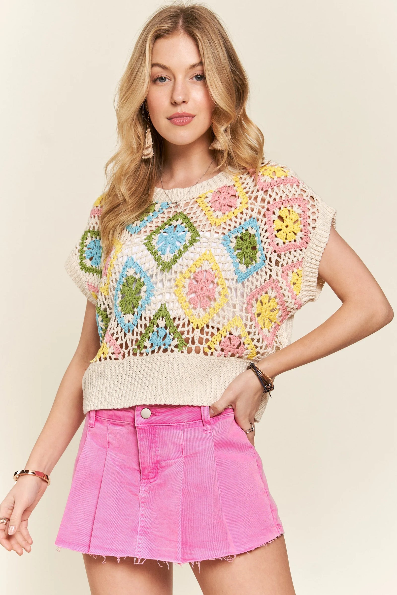 ADORA Multicolor Crochet Top - Sydney So Sweet