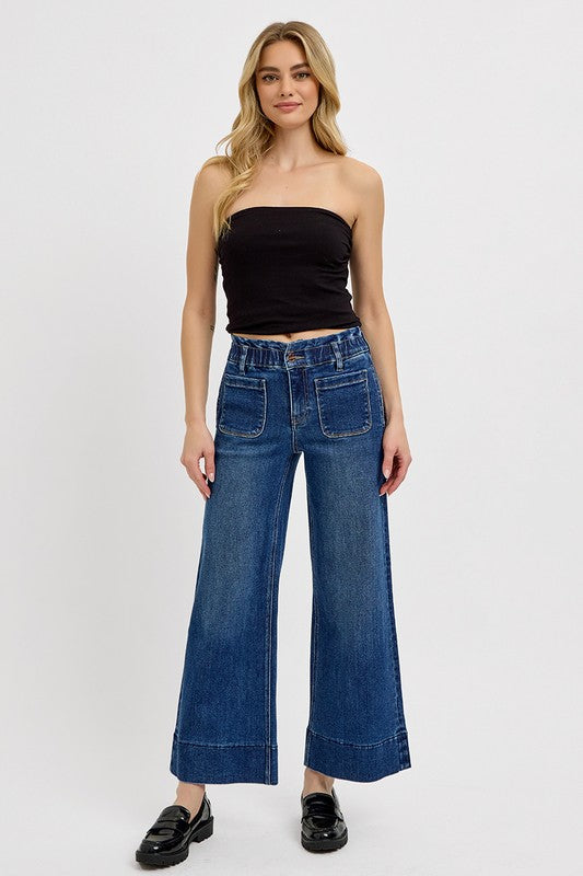 RISEN Elastic Band Wide Leg Jeans - Sydney So Sweet