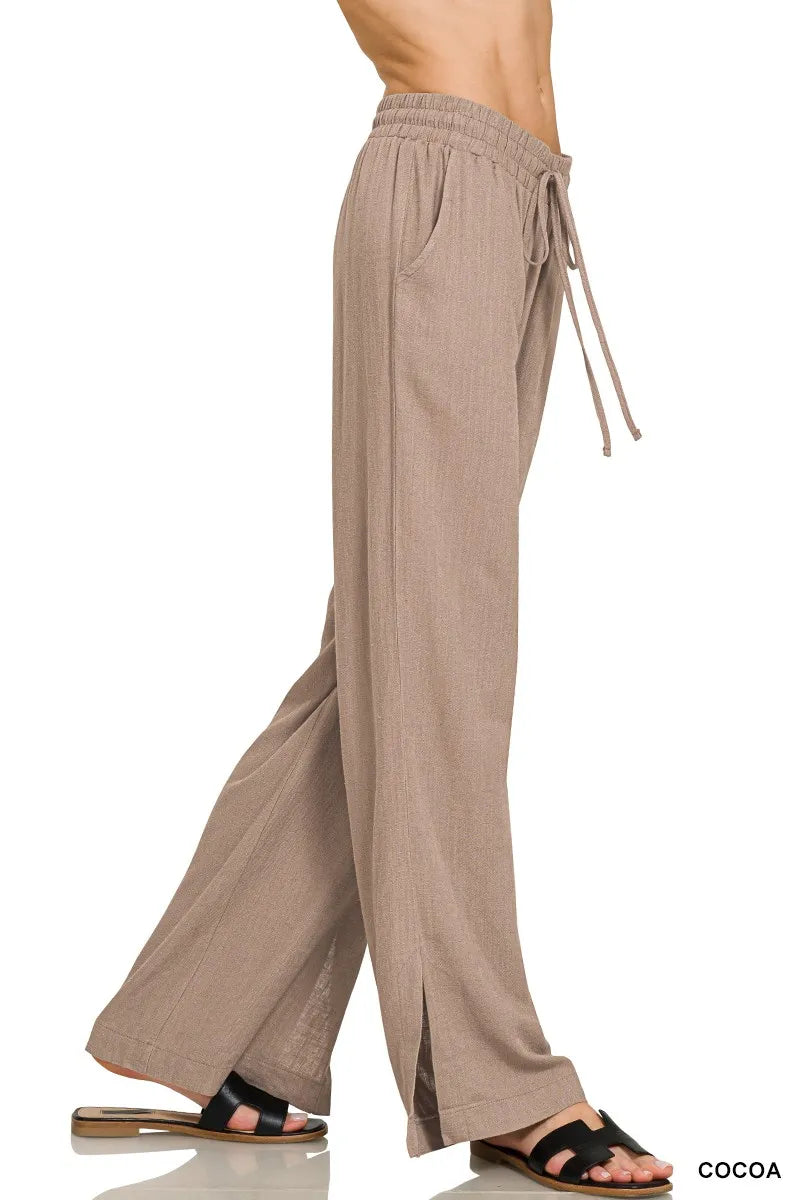 Zenana Linen Drawstring Pants - Sydney So Sweet
