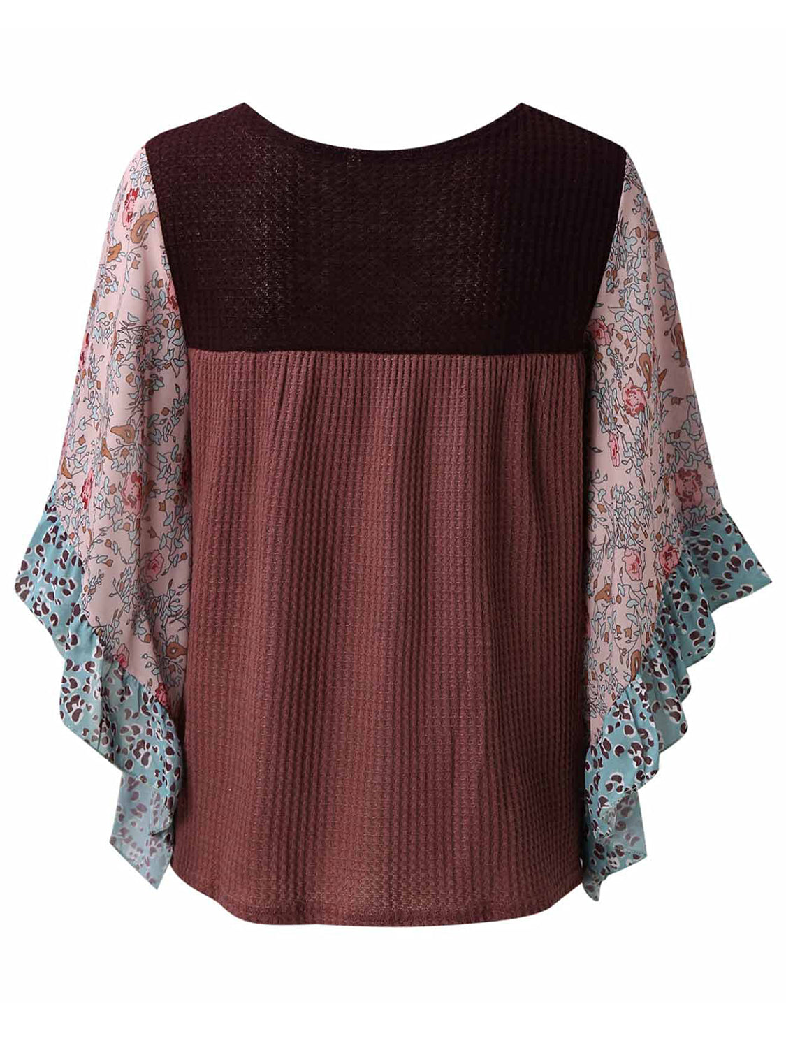 Full Size Printed Round Neck Three-Quarter Sleeve Blouse - Sydney So Sweet