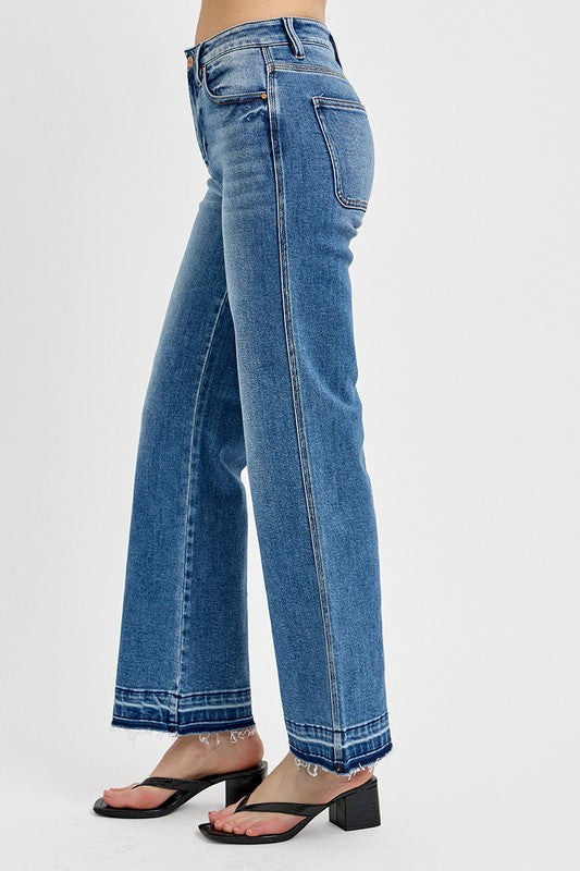 RISEN Full Size Raw Hem Ankle Bootcut Jeans Plus Size - Sydney So Sweet