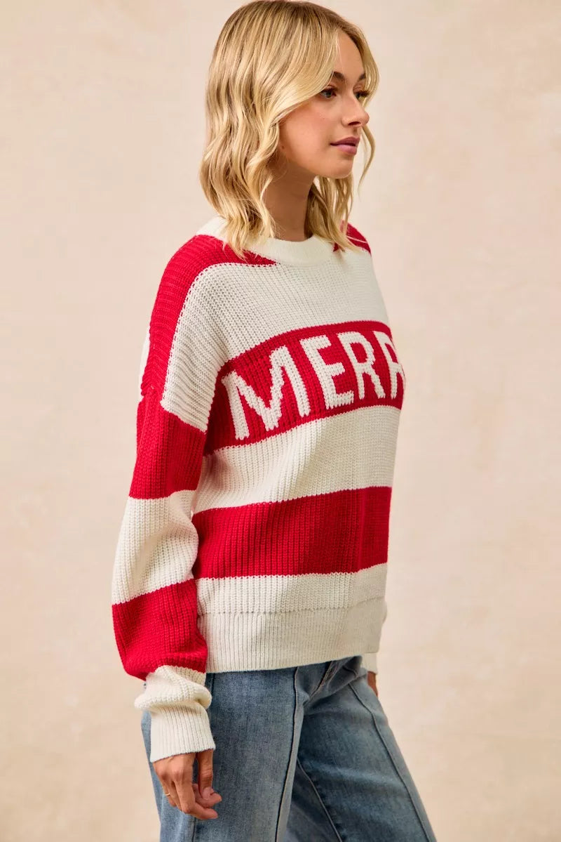 BiBi Christmas Merry Lettering Sweater - Sydney So Sweet