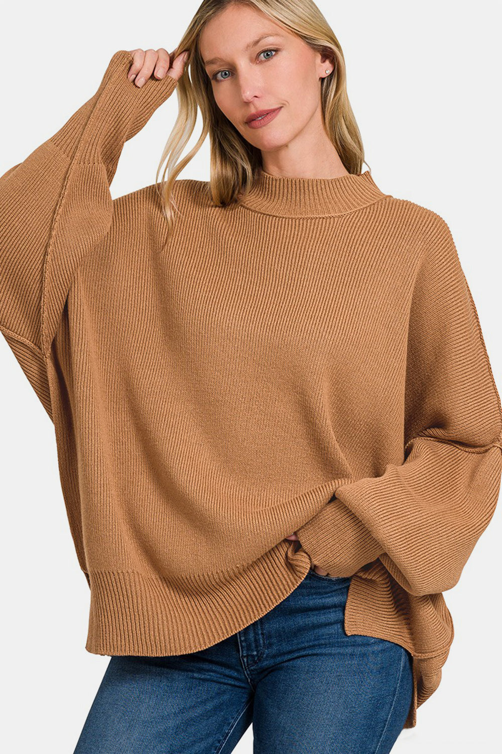 Zenana Side Sit Oversize Sweater - Sydney So Sweet