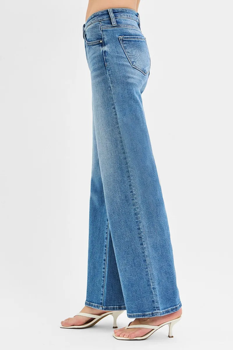 RISEN Full Size Low Rise Wide Leg Jeans Plus Size - Sydney So Sweet
