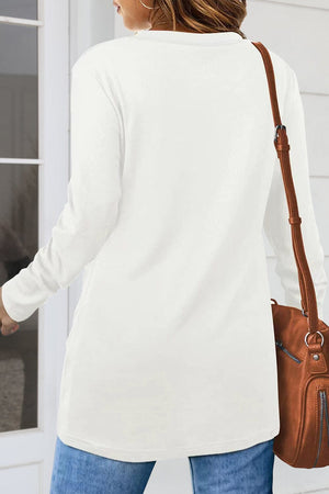 Ruched Round Neck Long Slleeve T-Shirt - Sydney So Sweet